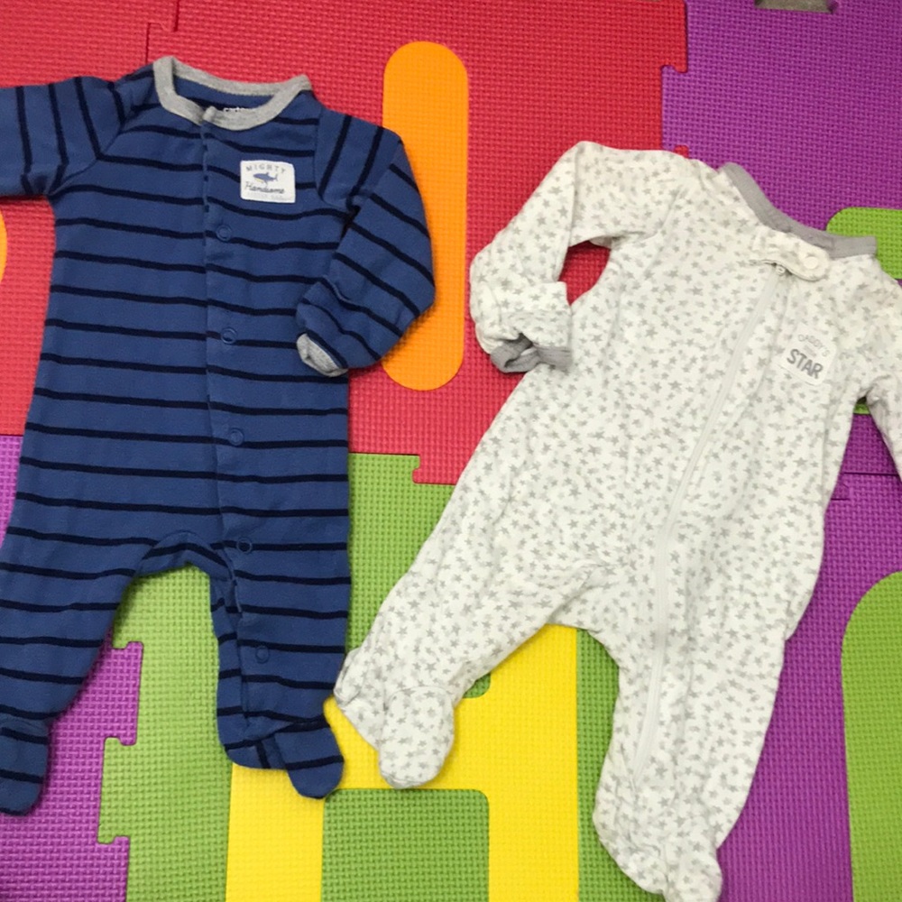 2 newborn footie pajamas